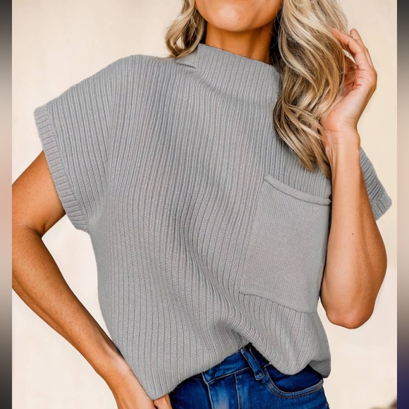 Cozy Mock Cowl Neck Dolman Sleeve Knit Sweater Top - Picture 5 of 6